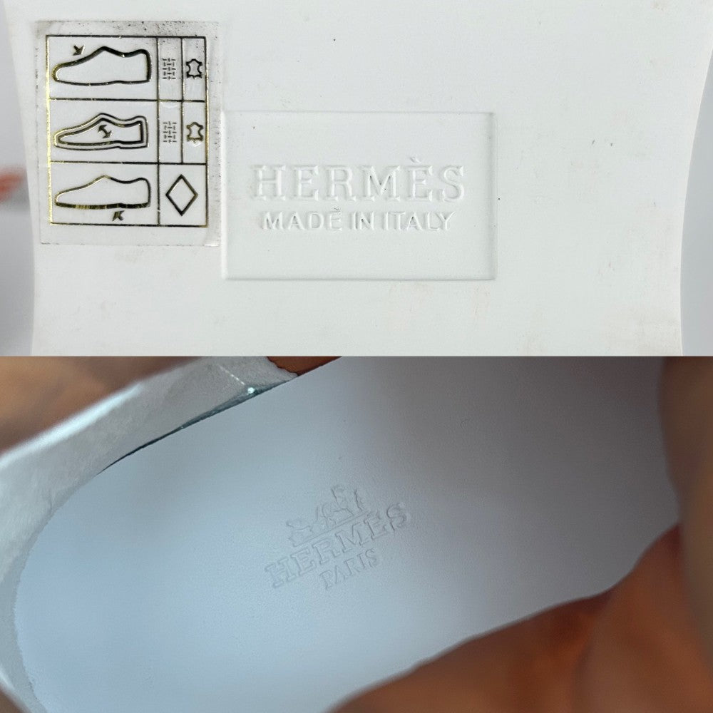 HERMES エルメス ブーツ フレッシュ ナイロンブーツ シューズ 靴 38サイズ 春 秋 冬 ナイロン ホワイト 白 オレンジ レディース【中古品】