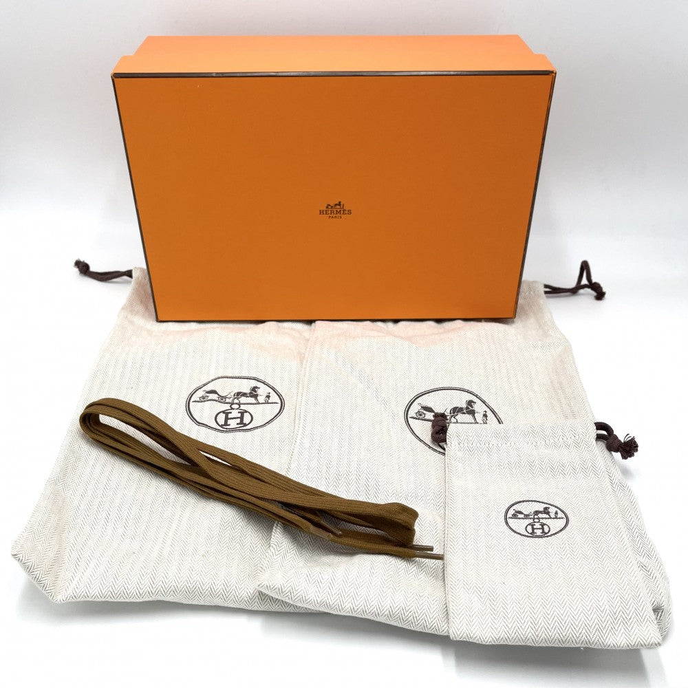 HERMES エルメス スニーカー ケリーバックル デイ ファッションアイテム シューズ 靴 36サイズ 約23cm スウェード ムートン ラバー ブラウン 茶 アイボリー シルバー金具 レディース【中古品】