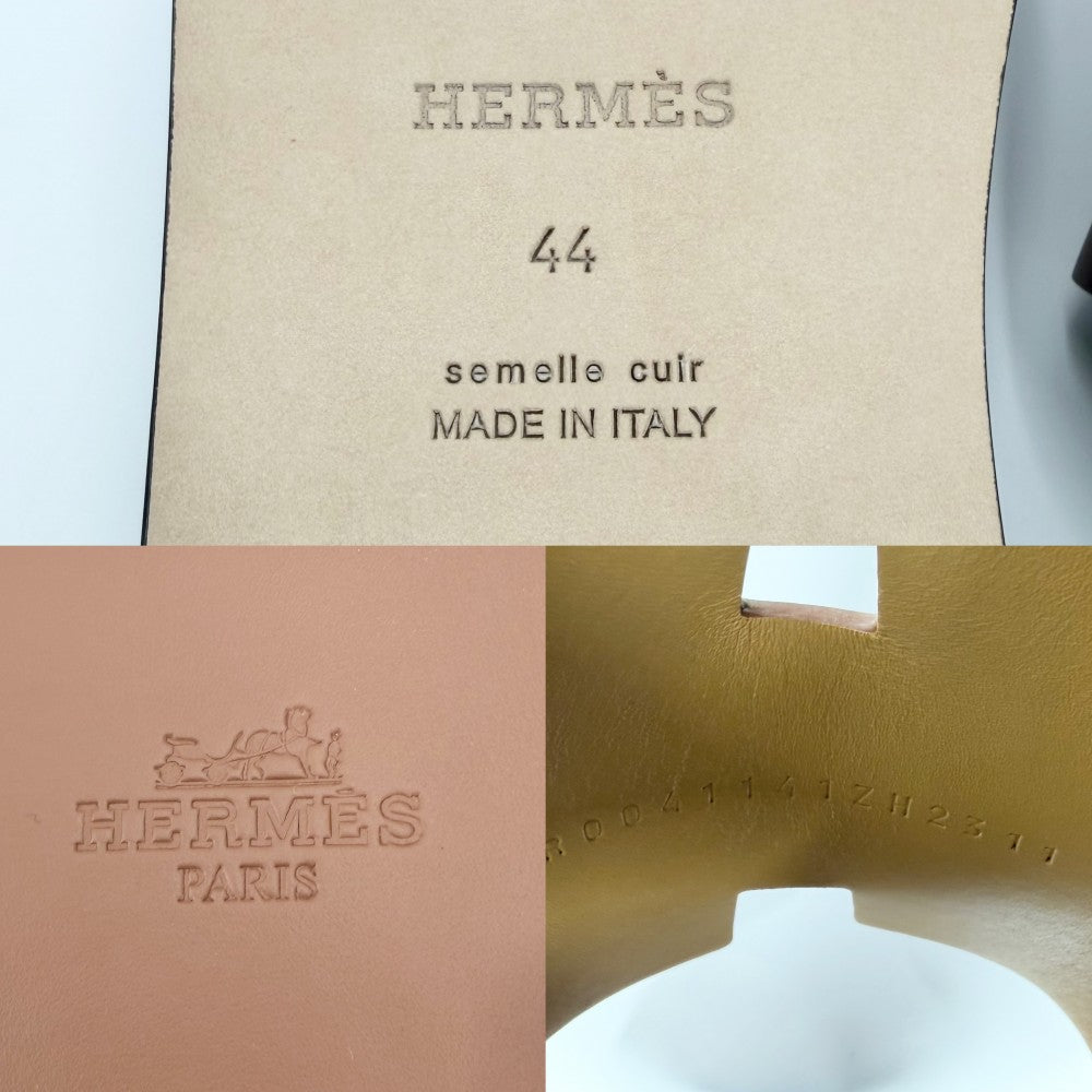 【開店SALE】 HERMES エルメス サンダル イズミール フラットシューズ 靴 44サイズ 約29cm 春 夏 レザー ブラウン 茶 メンズ【中古品】