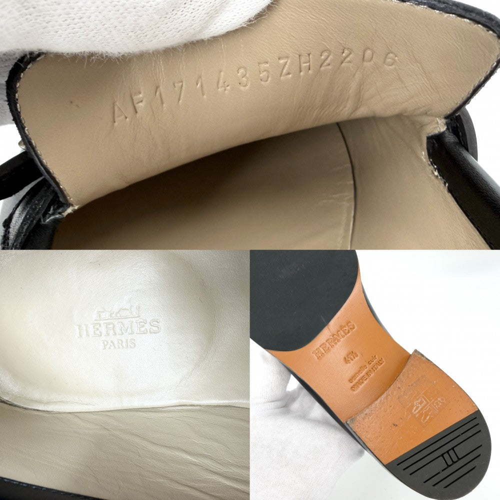HERMES エルメス ローファー モントレー メンズモカシン 靴 シューズ 41 1/2サイズ 約26.5cm H171435ZH02390 レザー ブラック 黒 シルバー金具 メンズ【中古品】