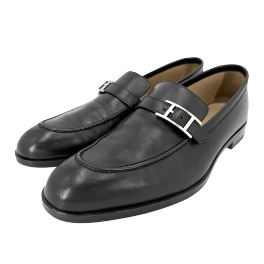 HERMES エルメス ローファー モントレー メンズモカシン 靴 シューズ 41 1/2サイズ 約26.5cm H171435ZH02390 レザー ブラック 黒 シルバー金具 メンズ【中古品】