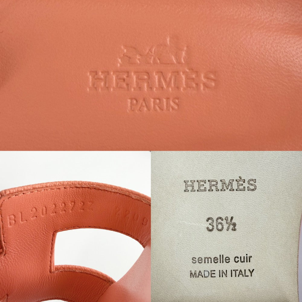 HERMES エルメス サンダル オラン フラットシューズ 靴 36.5サイズ 約23.5cm 春 夏 ヴォーエプソン オレンジ レディース【中古品】