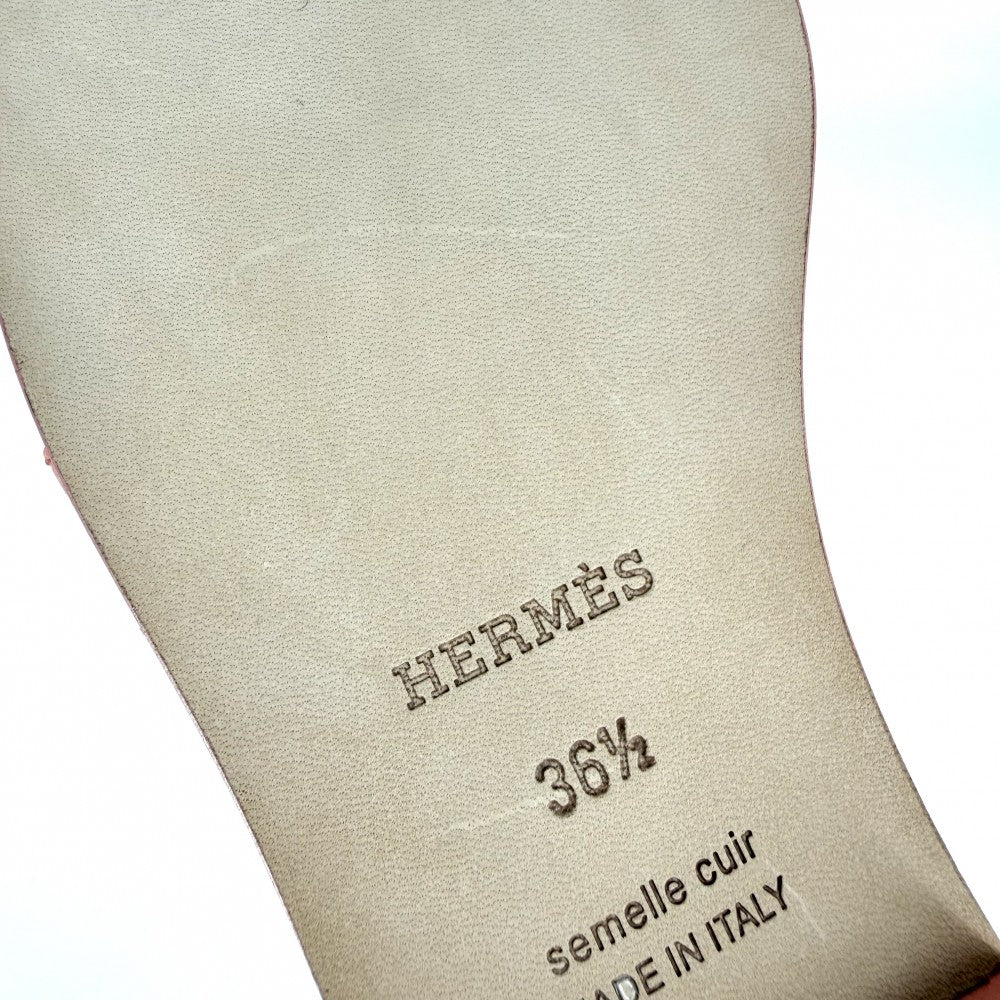 HERMES エルメス サンダル オラン フラットシューズ 靴 36.5サイズ 約23.5cm 春 夏 ヴォーエプソン オレンジ レディース【中古品】