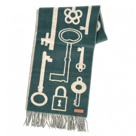 【開店SALE】 HERMES エルメス マフラー カザック キーコレクション ストール バイカラー ファッションアイテム 秋 冬 カシミヤ グリーン 緑 ベージュ レディース【中古品】