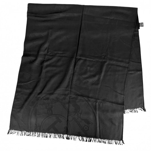 HERMES エルメス ストール ニューリブリス ファッションアイテム 大判 秋 冬 カシミヤ シルク ブラック 黒 レディース【中古品】