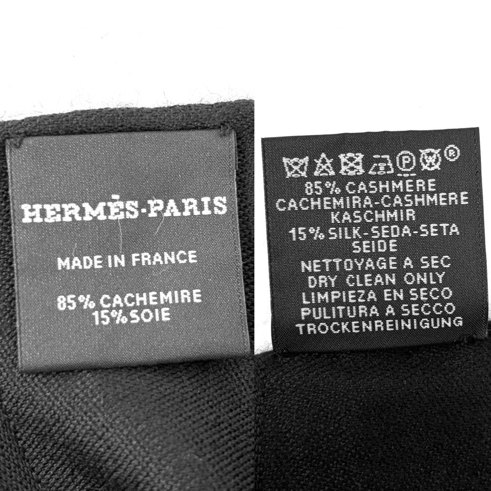HERMES エルメス ストール ニューリブリス ファッションアイテム 大判 秋 冬 カシミヤ シルク ブラック 黒 レディース【中古品】