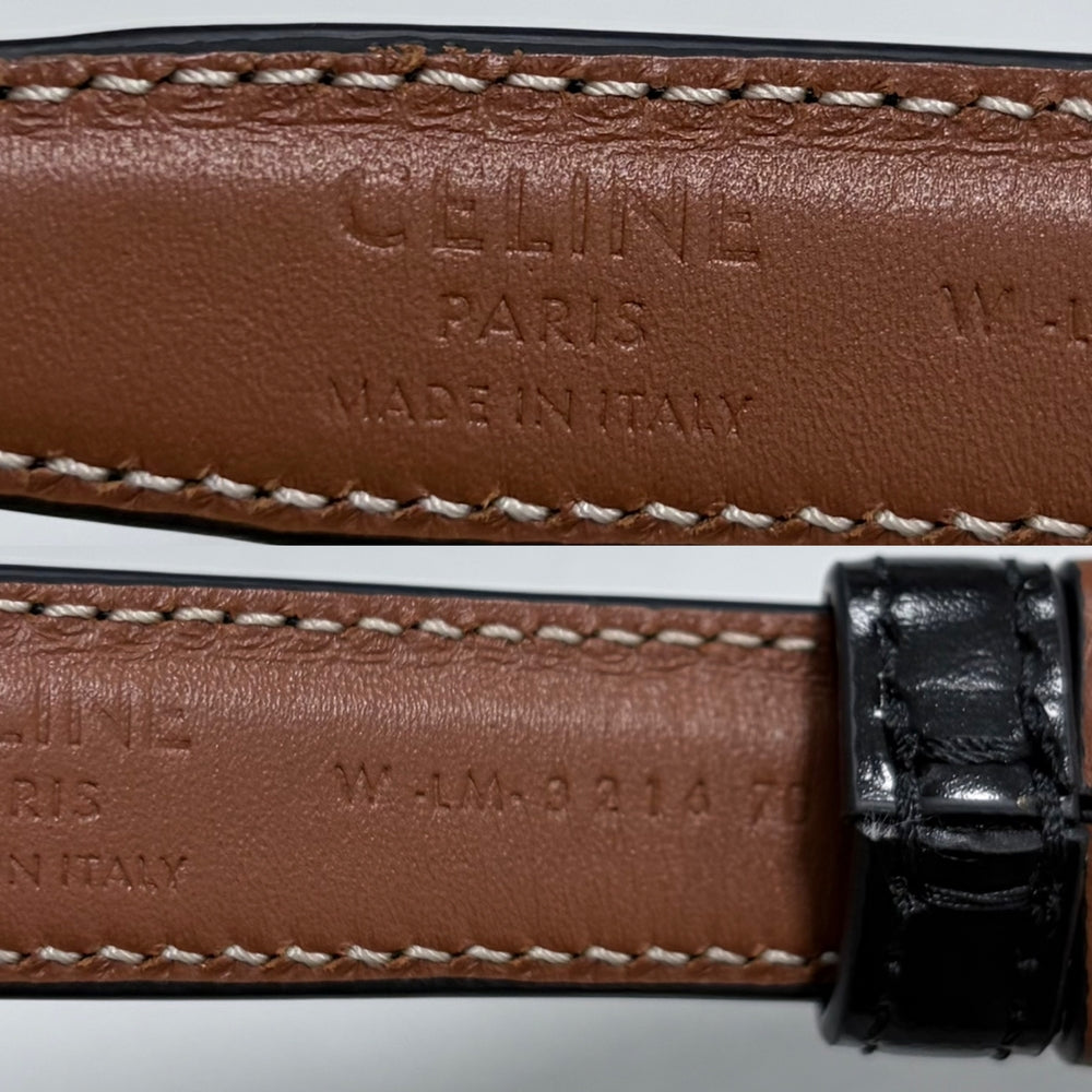 CELINE セリーヌ ベルト トリオンフ リバーシブル ファッションアイテム レザー ブラック 黒 ブラウン 茶 ゴールド金具 レディース【中古品】