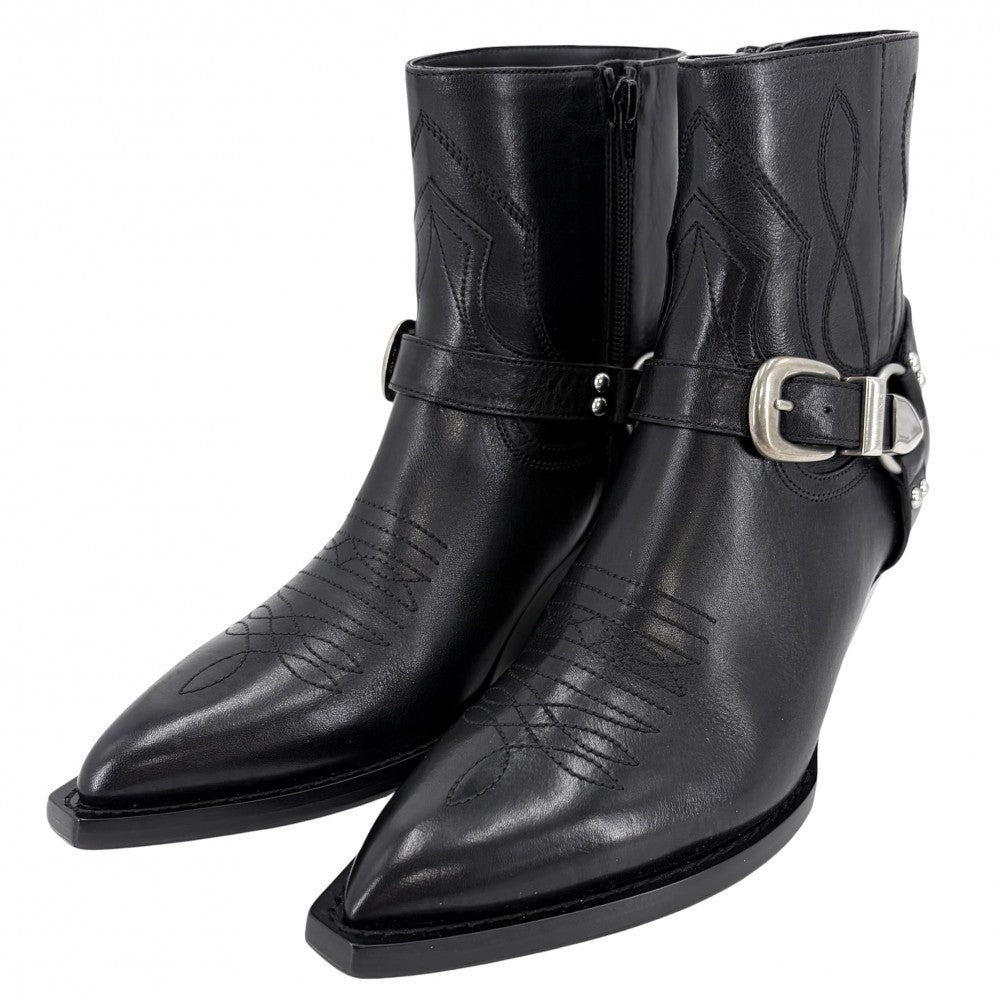 CELINE セリーヌ ブーツ ムーン ショートブーツ 靴 MOON シューズ 39サイズ 約26cm レザー ブラック 黒 シルバー金具 レディース【中古品】
