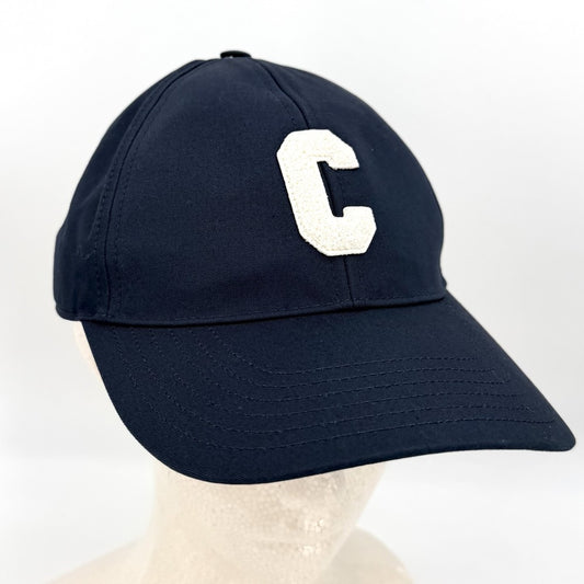 CELINE セリーヌ キャップ イニシャル ベースボールキャップ ロゴ ファッションアイテム Sサイズ 帽子 メンズ レディース 男女兼用 小物 2AUA2969P コットン ネイビー 紺 ゴールド金具 レディース【中古品】