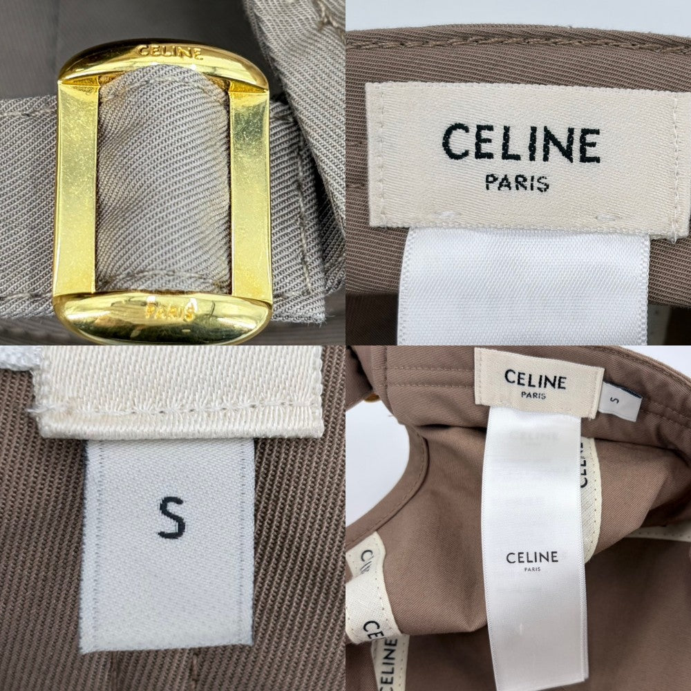 CELINE セリーヌ キャップ トリオンフ ベースボールキャップ ロゴ ファッションアイテム Sサイズ 帽子 メンズ レディース 男女兼用 小物 2AUT6969P コットン ベージュ ゴールド金具 ユニセックス【中古品】