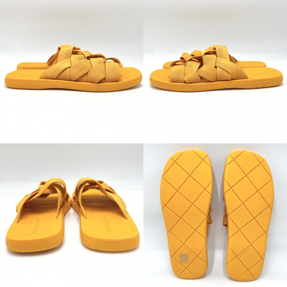 【開店SALE】 BOTTEGAVENETA ボッテガヴェネタ サンダル イントレチャート 靴 ファッションアイテム 44サイズ 春 夏 ラバー オレンジ メンズ【中古品】