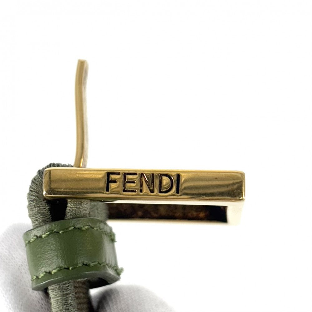 FENDI フェンディ ベルト FFロゴ ファッションアイテム 太め 小物 85/34サイズ キャンバス カーキ アンティークゴールド金具 レディース【中古品】