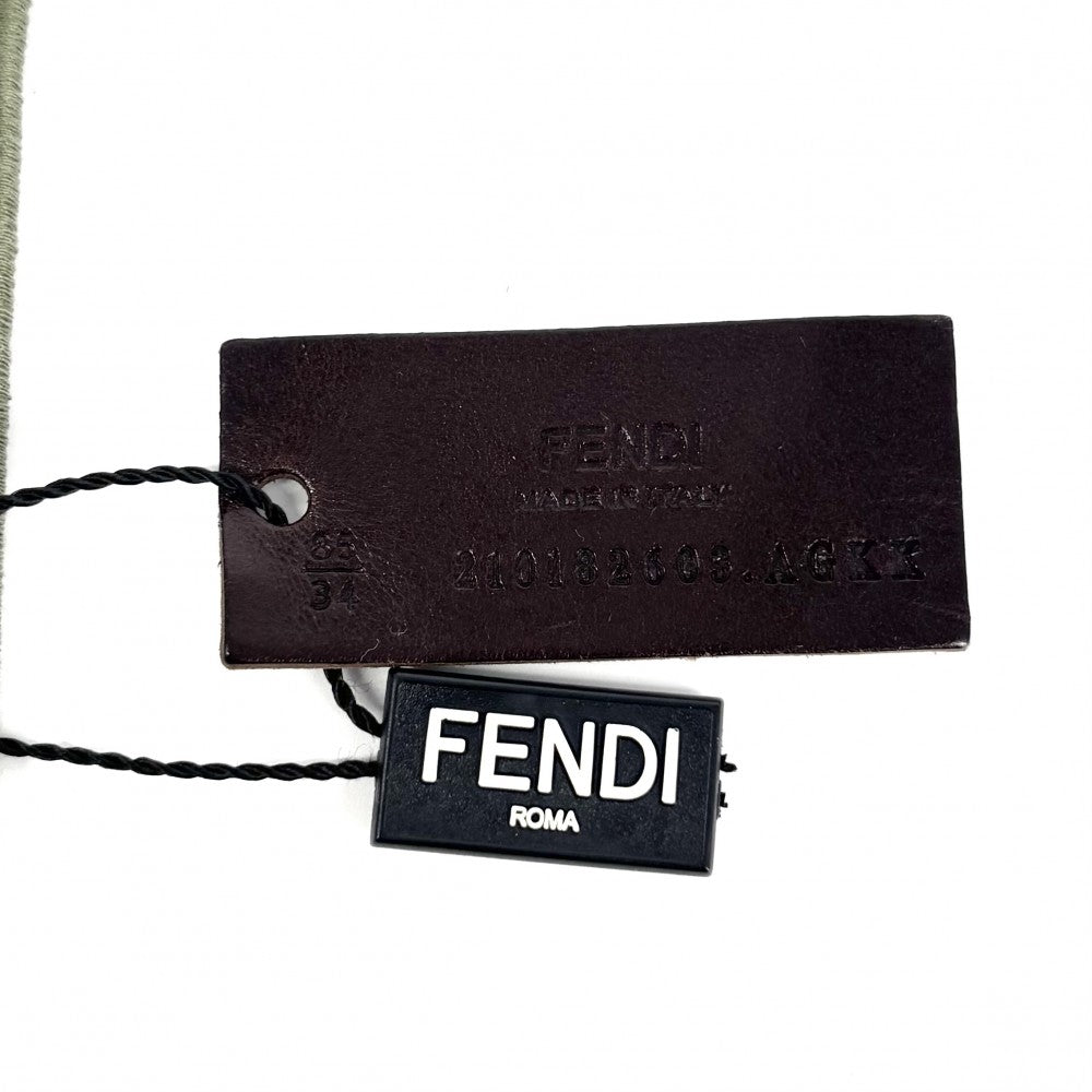 FENDI フェンディ ベルト FFロゴ ファッションアイテム 太め 小物 85/34サイズ キャンバス カーキ アンティークゴールド金具 レディース【中古品】