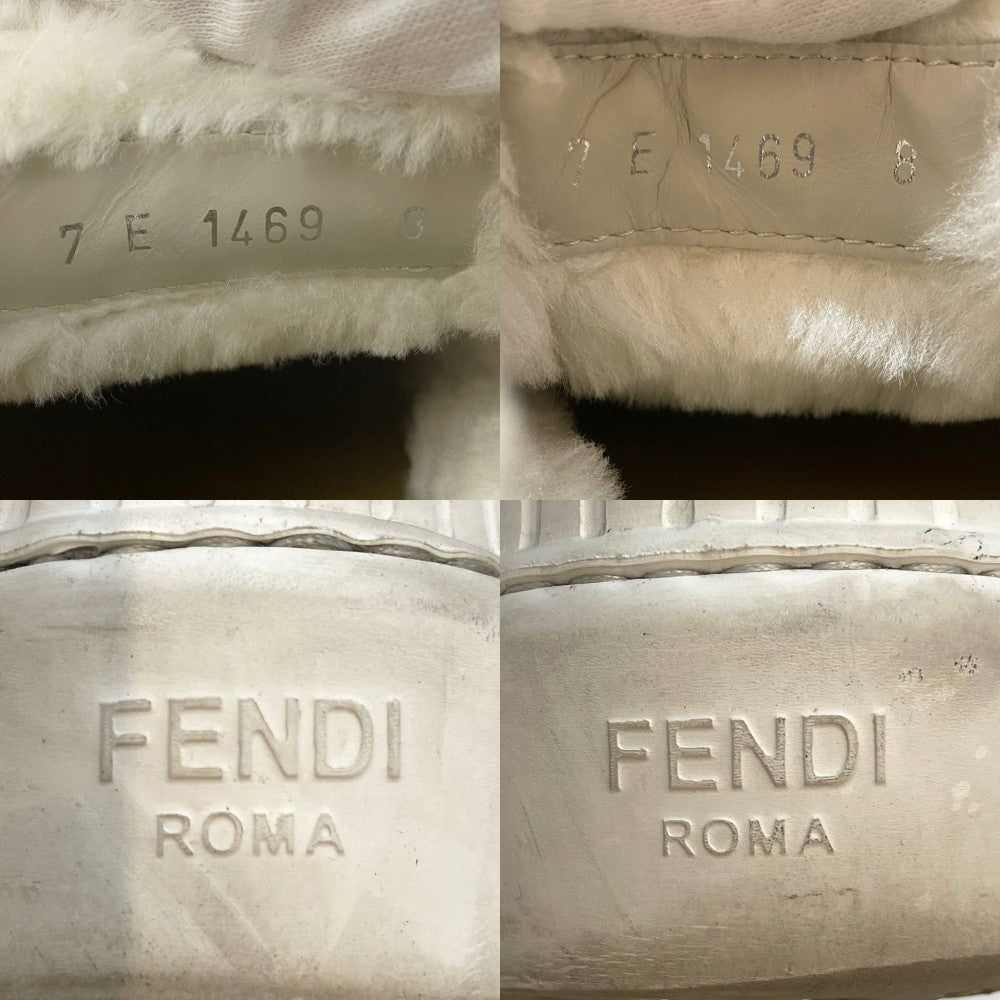 【開店SALE】 FENDI フェンディ スリッポン スニーカー ロゴ 靴 8サイズ 27cm スウェード ラバー ファー ベージュ ホワイト 白 メンズ【中古品】