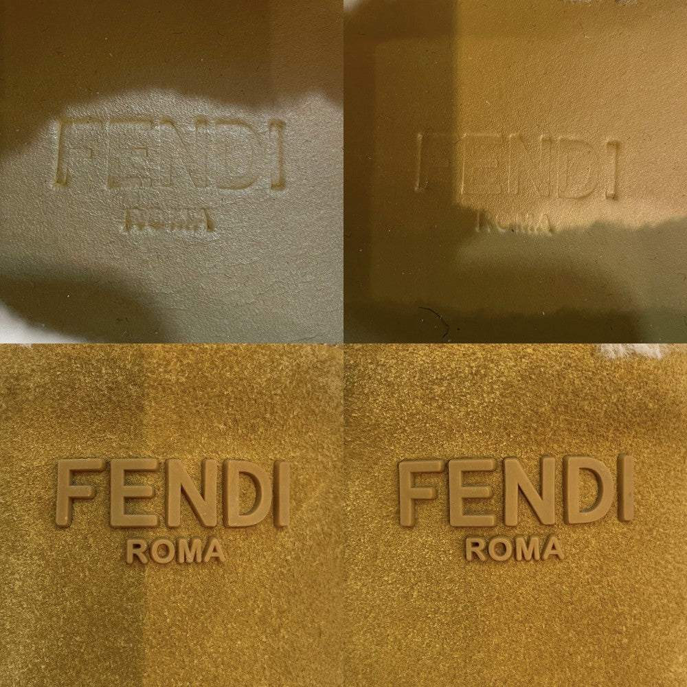 【開店SALE】 FENDI フェンディ スリッポン スニーカー ロゴ 靴 8サイズ 27cm スウェード ラバー ファー ベージュ ホワイト 白 メンズ【中古品】