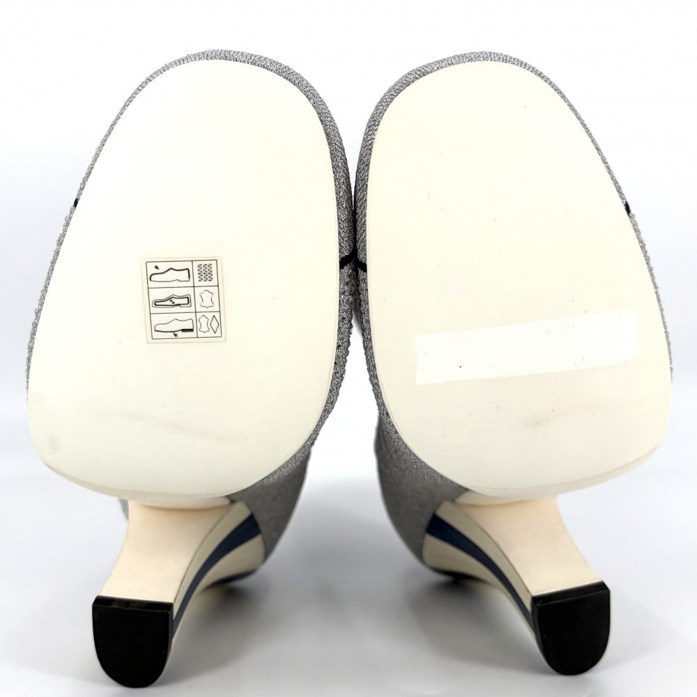FENDI フェンディ ブーツ ロココ ソックスブーツ 37サイズ 約24cm 靴 シューズ シルバー ネイビー 紺 レディース【中古品】