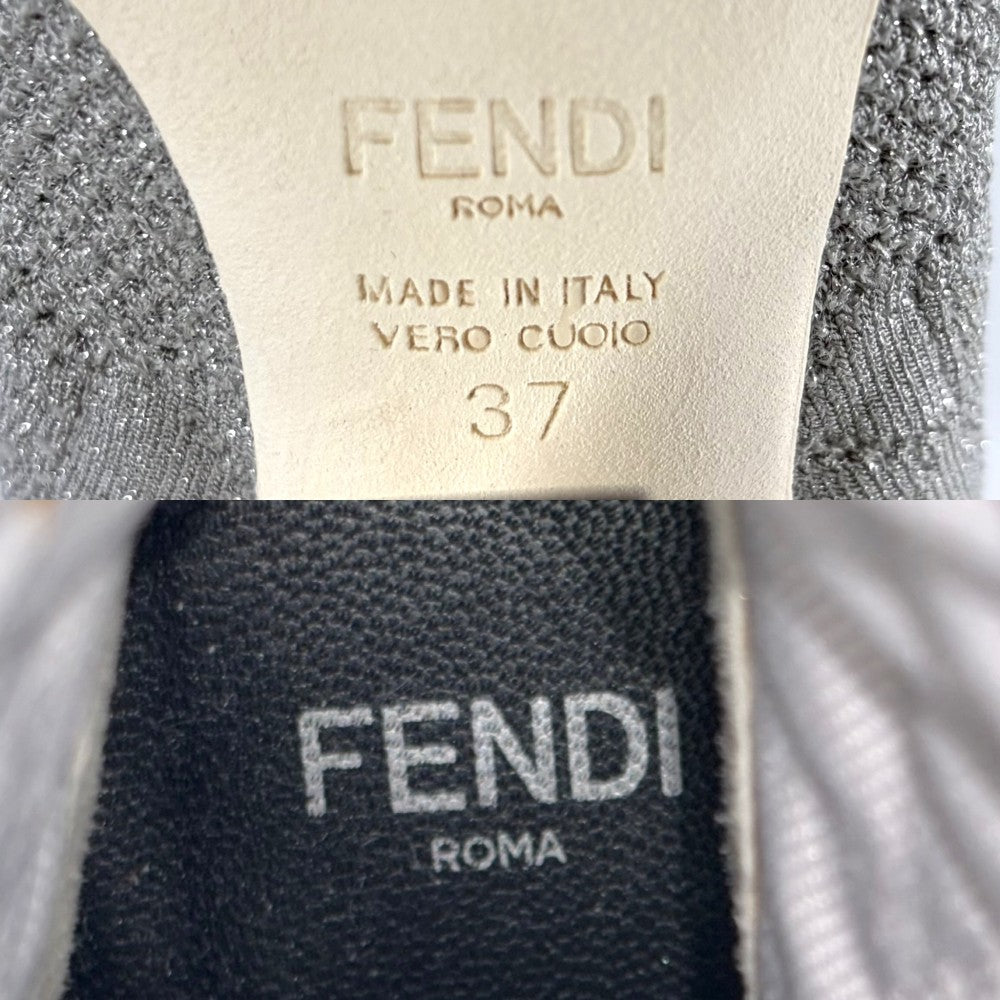 FENDI フェンディ ブーツ ロココ ソックスブーツ 37サイズ 約24cm 靴 シューズ シルバー ネイビー 紺 レディース【中古品】