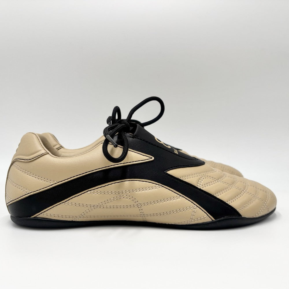 BALENCIAGA バレンシアガ スニーカー ZEN ファッションアイテム シューズ 靴 617539 レザー ベージュ ブラック 黒 レディース【中古品】