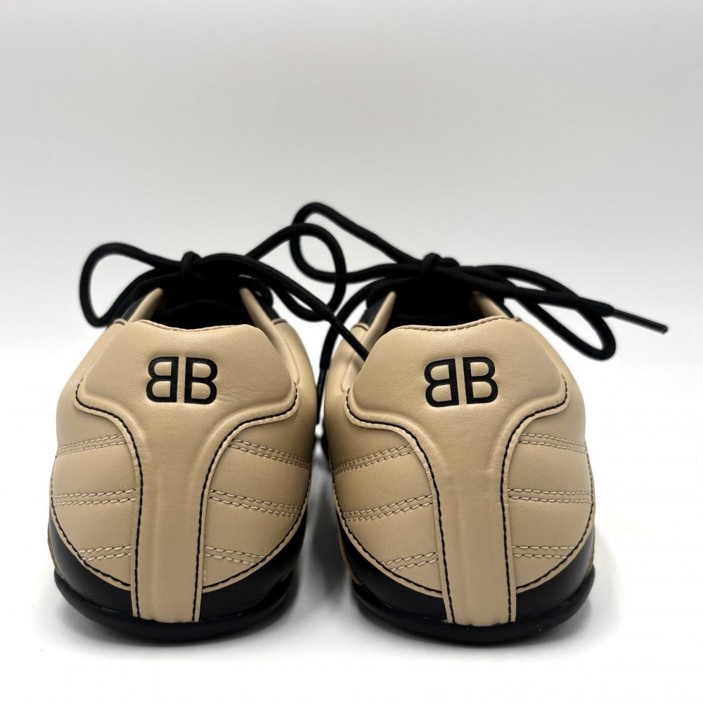 【開店SALE】 BALENCIAGA バレンシアガ スニーカー ZEN ファッションアイテム シューズ 靴 617539 レザー ベージュ ブラック 黒 レディース【中古品】