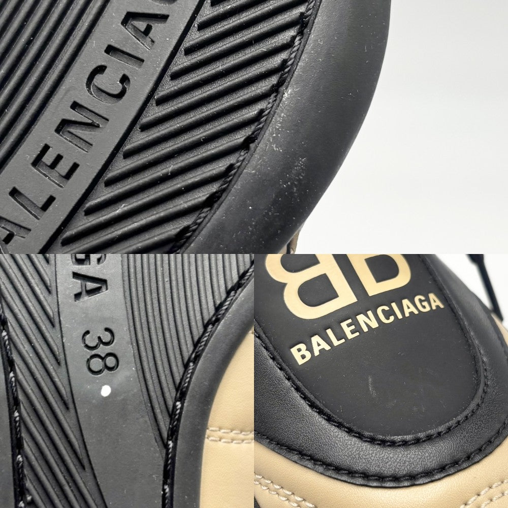 【開店SALE】 BALENCIAGA バレンシアガ スニーカー ZEN ファッションアイテム シューズ 靴 617539 レザー ベージュ ブラック 黒 レディース【中古品】