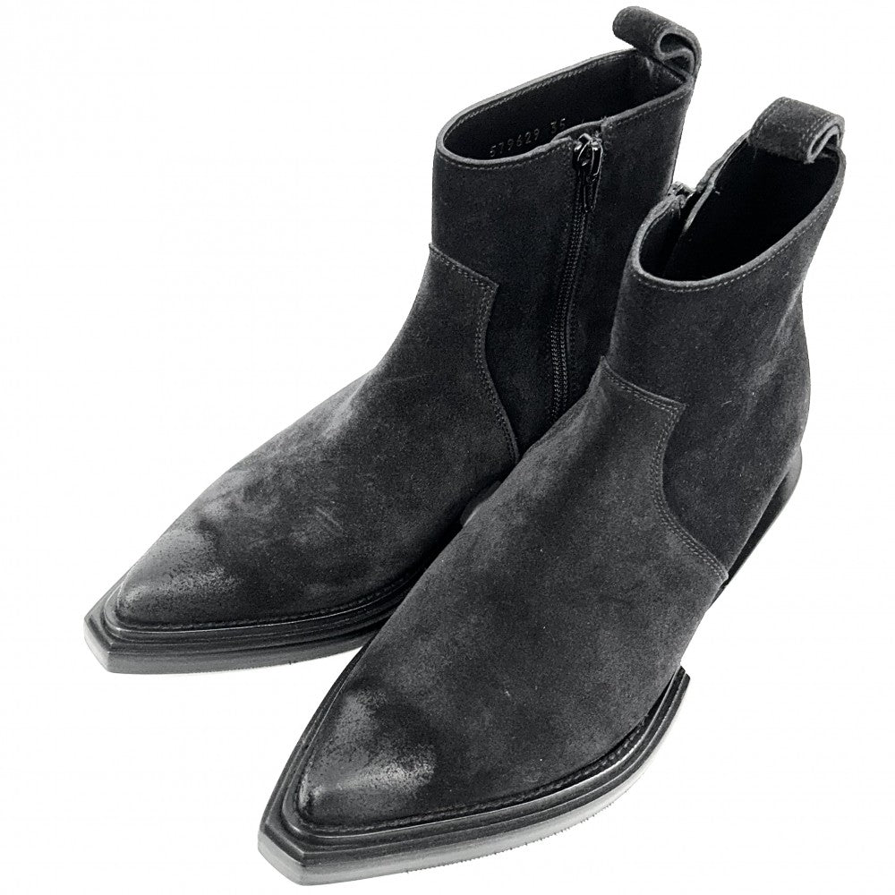 【開店SALE】 BALENCIAGA バレンシアガ ブーツ ショートブーツ 靴 35サイズ 約23cm シューズ ファッションアイテム 579629 スウェード レザー ブラック 黒 ブラック金具 レディース【中古品】