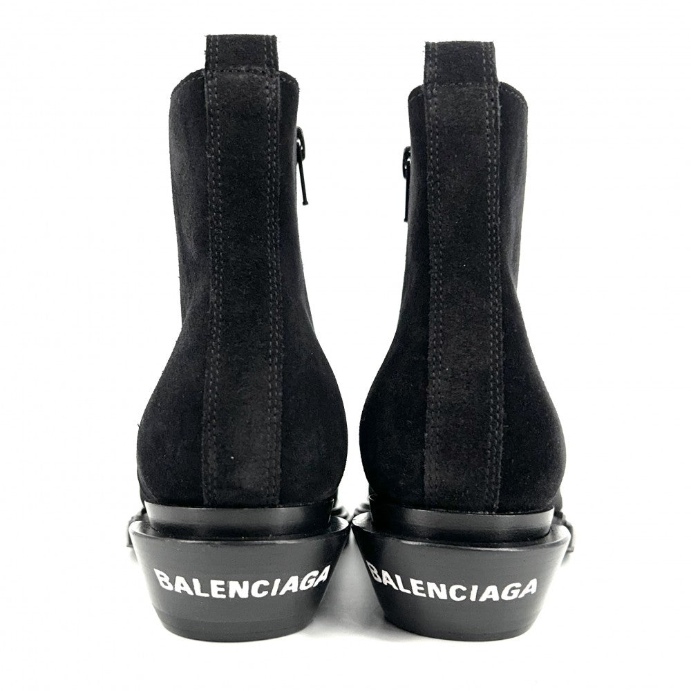 【開店SALE】 BALENCIAGA バレンシアガ ブーツ ショートブーツ 靴 35サイズ 約23cm シューズ ファッションアイテム 579629 スウェード レザー ブラック 黒 ブラック金具 レディース【中古品】