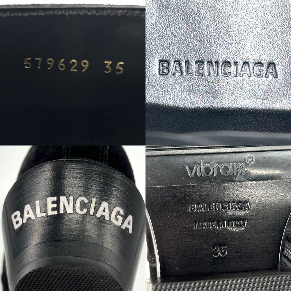 【開店SALE】 BALENCIAGA バレンシアガ ブーツ ショートブーツ 靴 35サイズ 約23cm シューズ ファッションアイテム 579629 スウェード レザー ブラック 黒 ブラック金具 レディース【中古品】