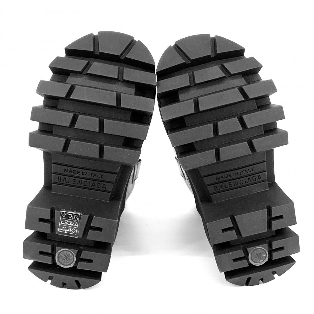 【開店SALE】 BALENCIAGA バレンシアガ ブーツ ブルドーザー ロングブーツ シューズ BULLDOZER 36サイズ 約24cm ファッションアイテム 厚底 671555 ラバー ラバー ブラック 黒 レディース【中古品】
