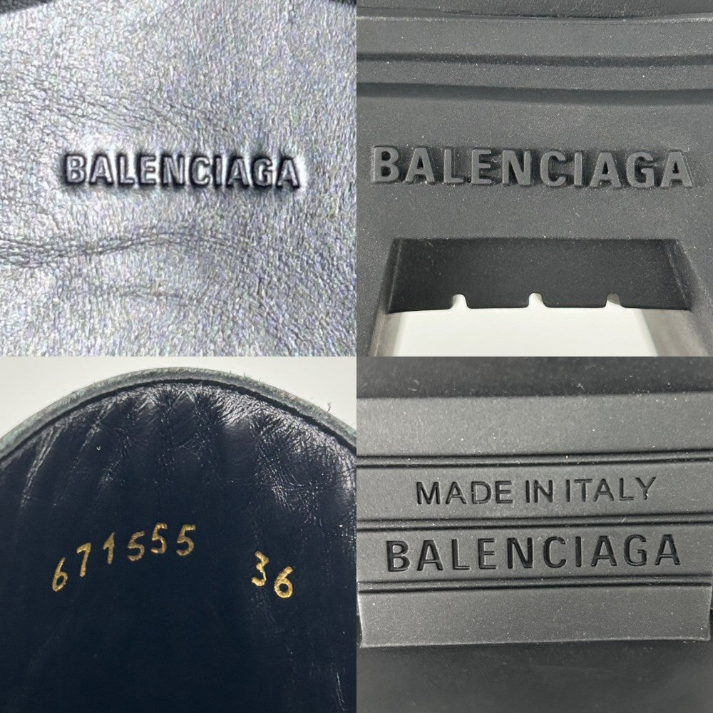 【開店SALE】 BALENCIAGA バレンシアガ ブーツ ブルドーザー ロングブーツ シューズ BULLDOZER 36サイズ 約24cm ファッションアイテム 厚底 671555 ラバー ラバー ブラック 黒 レディース【中古品】