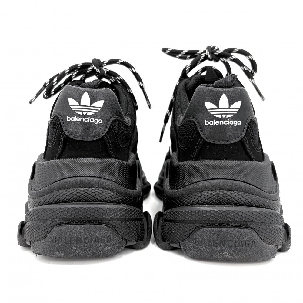 BALENCIAGA バレンシアガ スニーカー アディダスコラボ トリプルS ダッドスニーカー 厚底 adidas シューズ 靴 ファッションアイテム 38サイズ 約25cm 593994 ブラック 黒 メンズ【中古品】