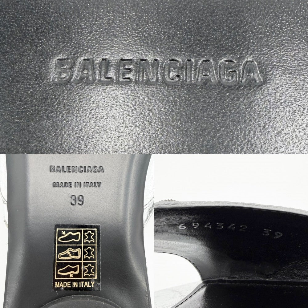 BALENCIAGA バレンシアガ サンダル ル・カゴール メタリック 靴 LECAGO フラット シューズ 39サイズ 約26cm 694342 シルバー レディース【中古品】