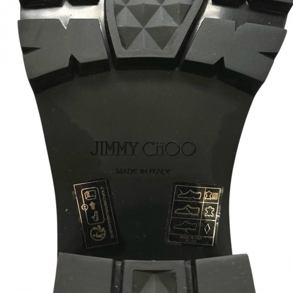 JIMMY CHOO ジミーチュウ ブーツ サイドゴア ヴェロニク ラインストーン ショートブーツ レザー ブラック 黒 シルバー金具 レディース 約1895g【中古品】