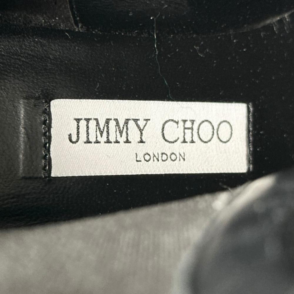 JIMMY CHOO ジミーチュウ ブーツ サイドゴア ヴェロニク ラインストーン ショートブーツ レザー ブラック 黒 シルバー金具 レディース 約1895g【中古品】