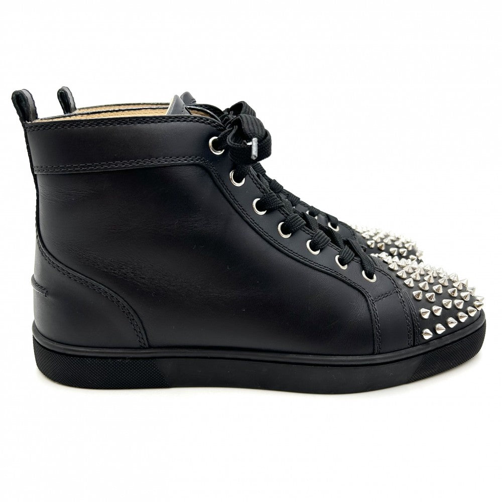 【開店SALE】 Christian Louboutin クリスチャンルブタン スニーカー ハイカット スパイクスタッズ 40.5サイズ 靴 シューズ ファッションアイテム 1151061 レザー ブラック 黒 シルバー金具 メンズ【中古品】