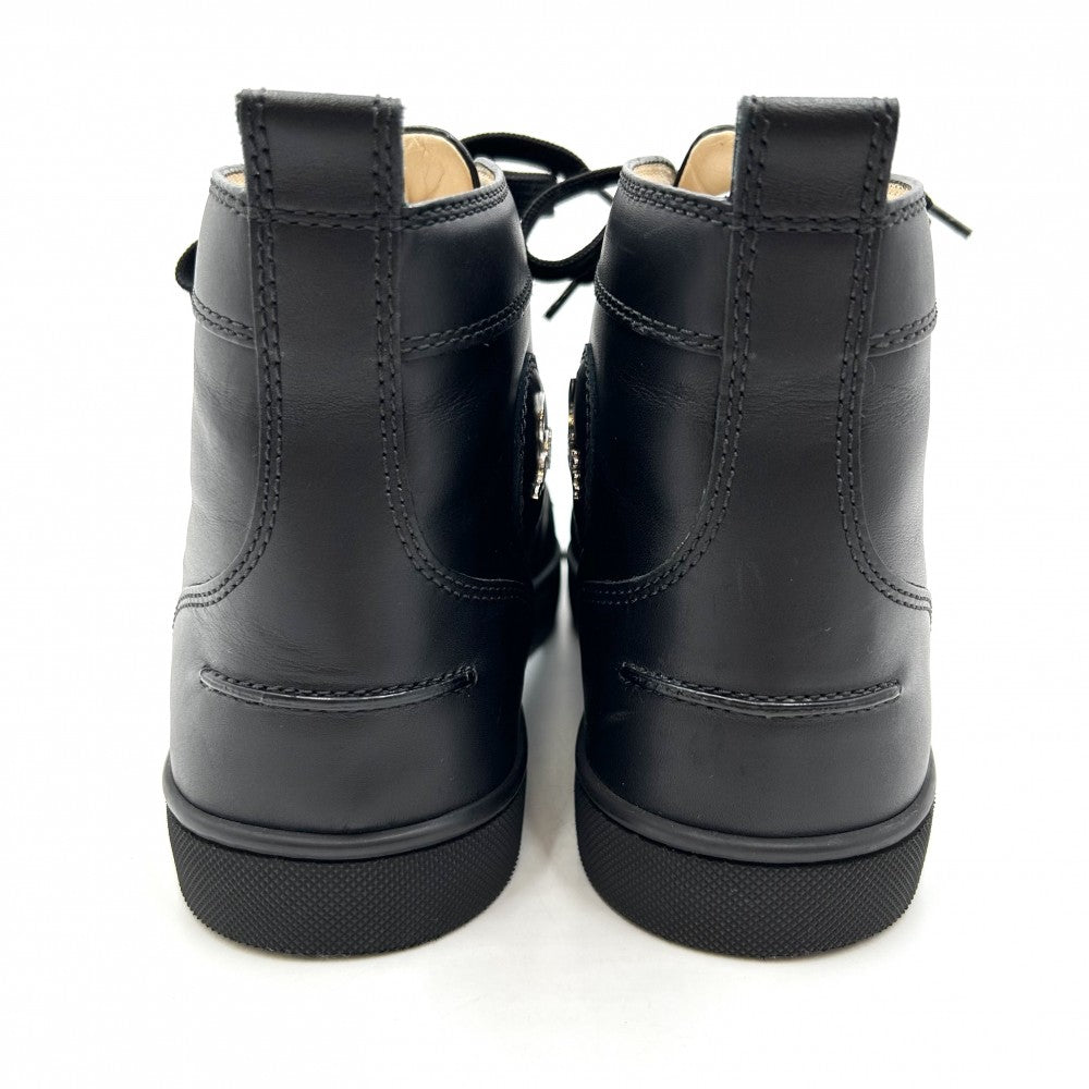 【開店SALE】 Christian Louboutin クリスチャンルブタン スニーカー ハイカット スパイクスタッズ 40.5サイズ 靴 シューズ ファッションアイテム 1151061 レザー ブラック 黒 シルバー金具 メンズ【中古品】