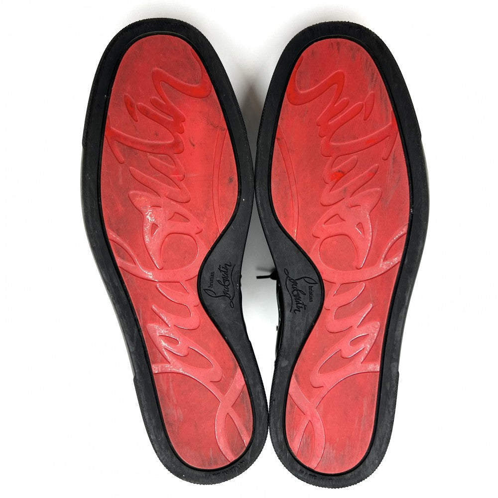 【開店SALE】 Christian Louboutin クリスチャンルブタン スニーカー ハイカット スパイクスタッズ 40.5サイズ 靴 シューズ ファッションアイテム 1151061 レザー ブラック 黒 シルバー金具 メンズ【中古品】