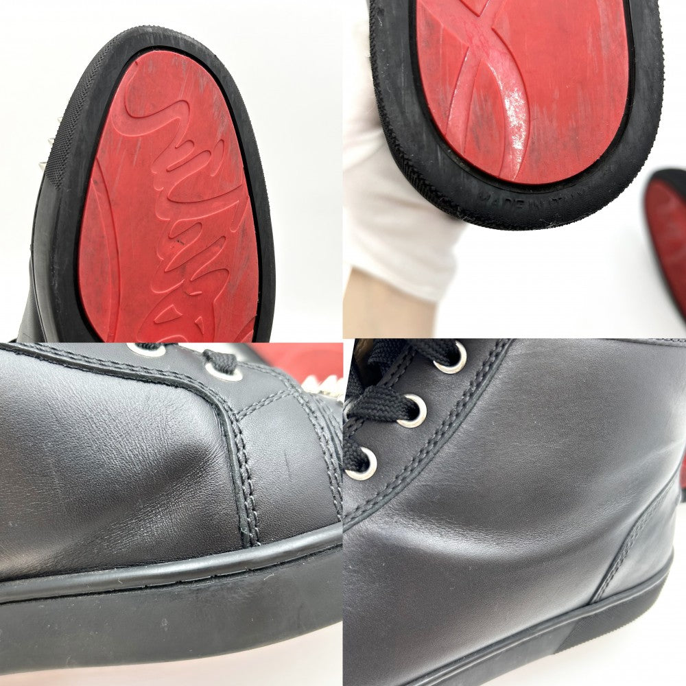 【開店SALE】 Christian Louboutin クリスチャンルブタン スニーカー ハイカット スパイクスタッズ 40.5サイズ 靴 シューズ ファッションアイテム 1151061 レザー ブラック 黒 シルバー金具 メンズ【中古品】