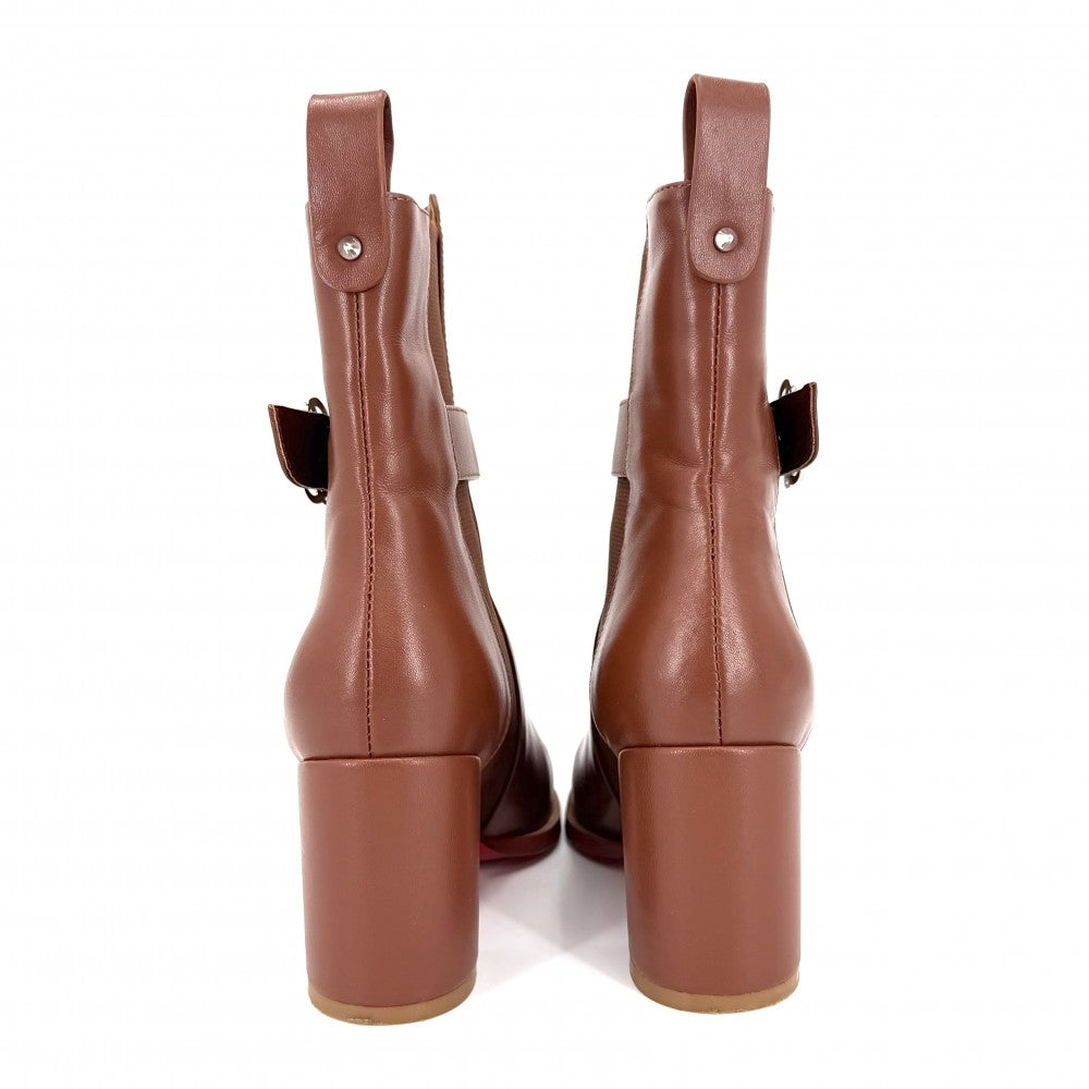Christian Louboutin クリスチャンルブタン ブーツ サイドゴア 靴 36サイズ 約23cm レザー ブラウン 茶 シルバー金具 レディース【中古品】