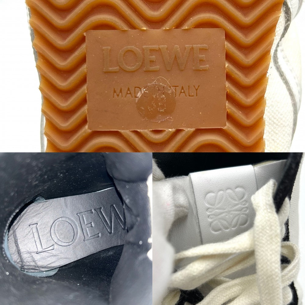【開店SALE】 LOEWE ロエベ スニーカー バレエランナー ハイカットスニーカー アナグラム 靴 キャンバス スエード ホワイト 白 ブラック 黒 メンズ【中古品】