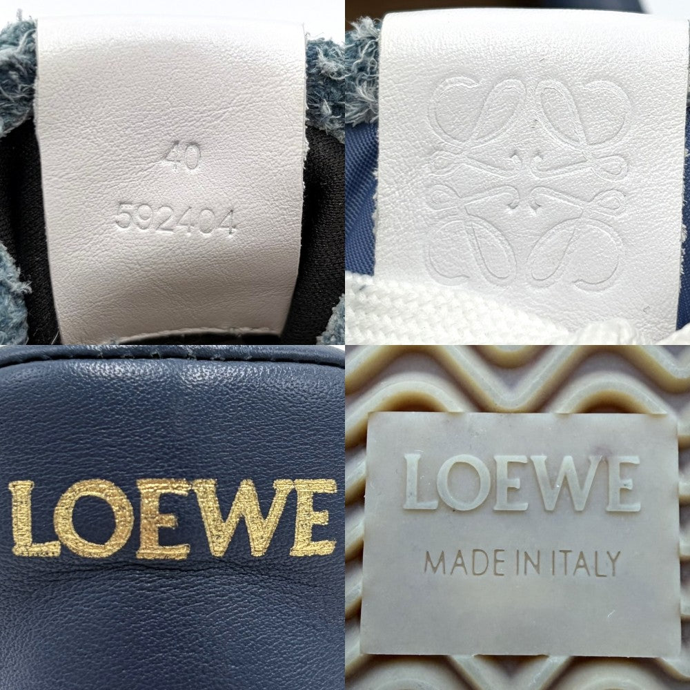 LOEWE ロエベ スニーカー フローランナー 靴 ランニングシューズ 40サイズ 約27cm ナイロン スエード ブルー系 メンズ【中古品】
