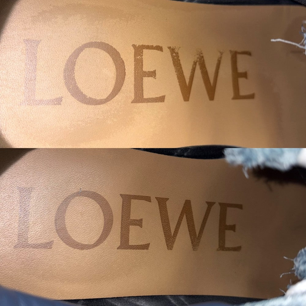 LOEWE ロエベ スニーカー フローランナー 靴 ランニングシューズ 40サイズ 約27cm ナイロン スエード ブルー系 メンズ【中古品】