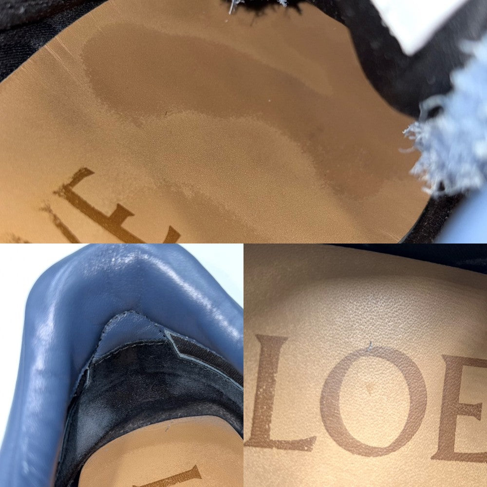 LOEWE ロエベ スニーカー フローランナー 靴 ランニングシューズ 40サイズ 約27cm ナイロン スエード ブルー系 メンズ【中古品】