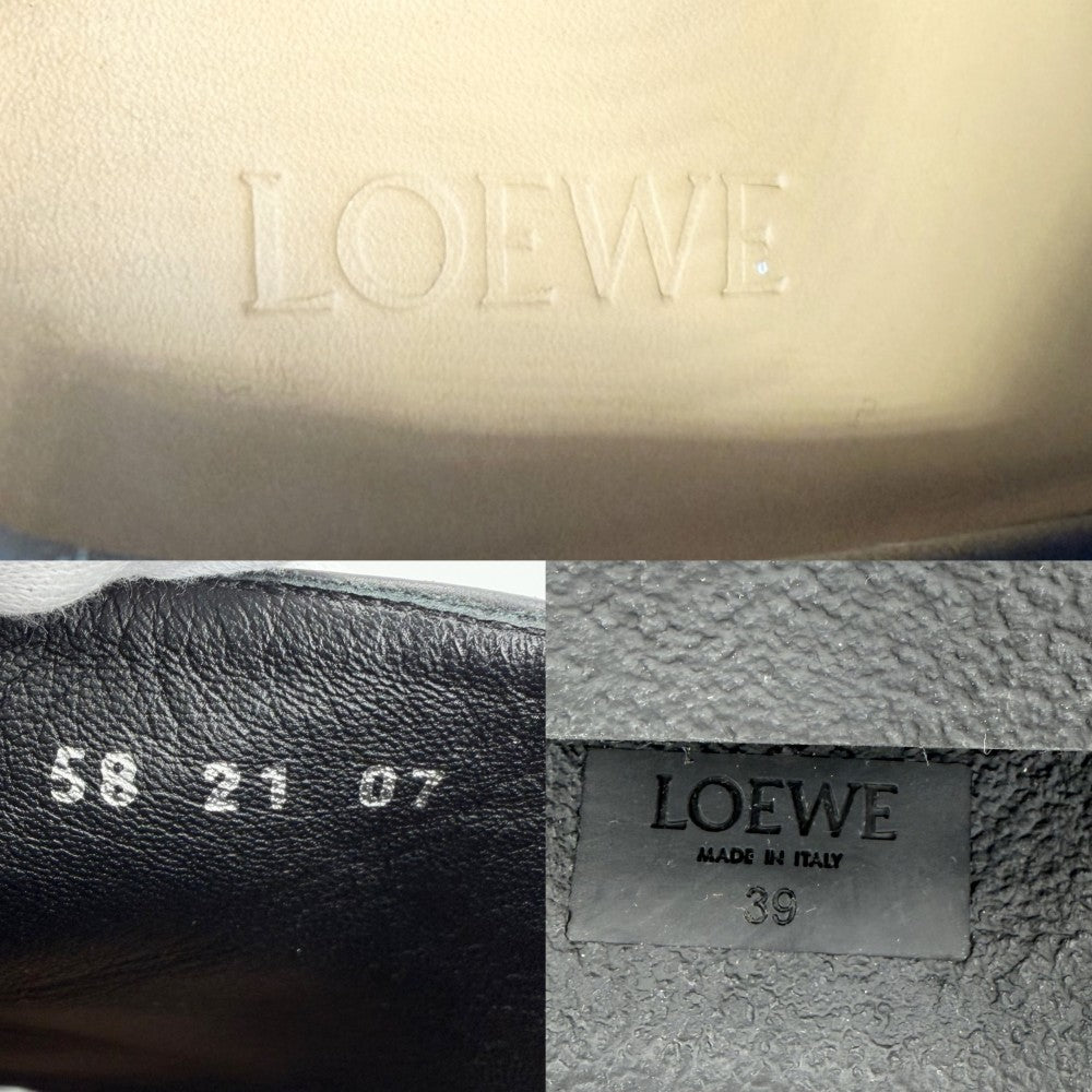 LOEWE ロエベ ブーツ クロコエンボス ショートブーツ ファッションアイテム 靴 39サイズ 約24.5cm 厚底 秋 冬 レザー ブラック 黒 レディース【中古品】