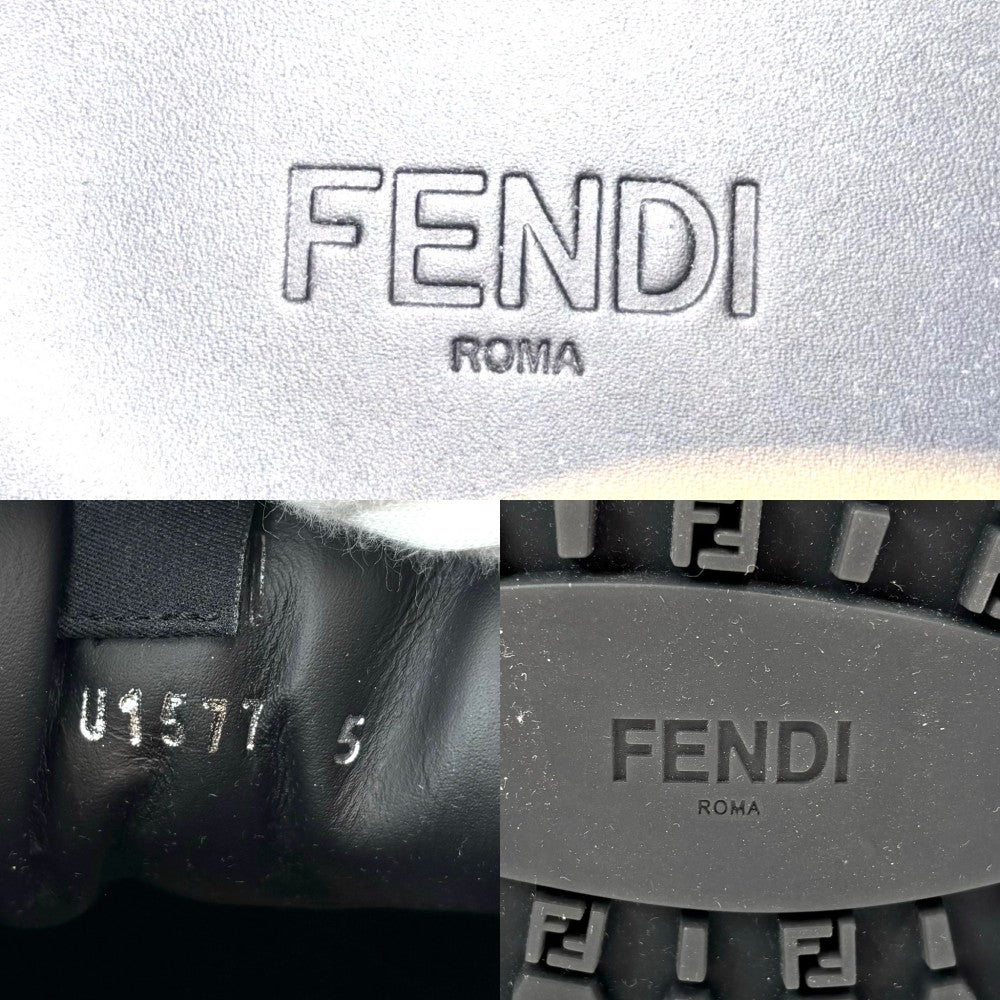 【開店SALE】 FENDI フェンディ ブーツ ズッカ アンクルブーツ シューズ 靴 ヌバック ブラック 黒 シルバー金具 レディース【中古品】