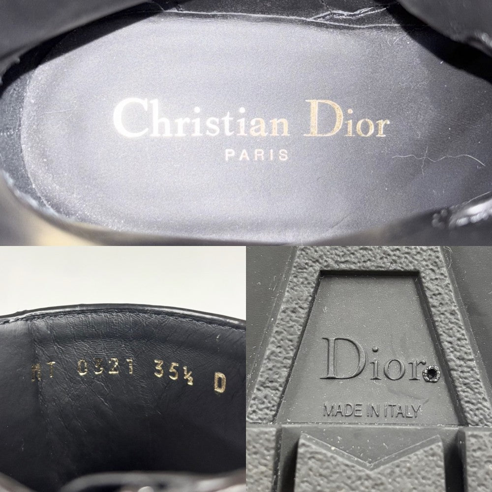 【開店SALE】 Christian Dior クリスチャンディオール ブーツ ビー レースアップ シューズ 靴 35 1/2サイズ 約22.5cm レザー ブラック 黒 ブラック金具 レディース【中古品】