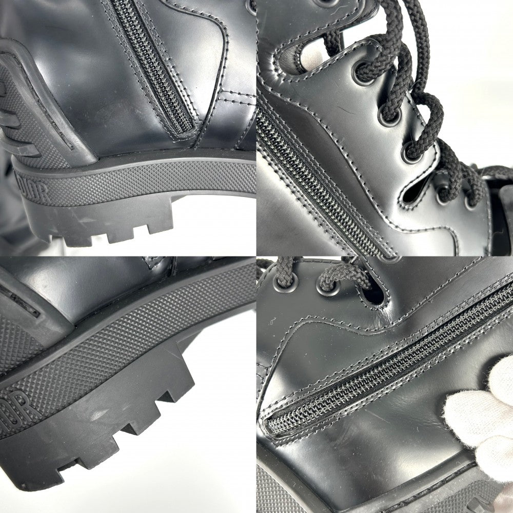【開店SALE】 Christian Dior クリスチャンディオール ブーツ ビー レースアップ シューズ 靴 35 1/2サイズ 約22.5cm レザー ブラック 黒 ブラック金具 レディース【中古品】