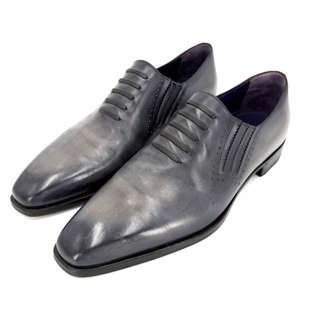 Berluti ベルルッティ ローファー デムジュール トロンプルイユ 革靴 サイドエラスティック レザー グレー メンズ【中古品】