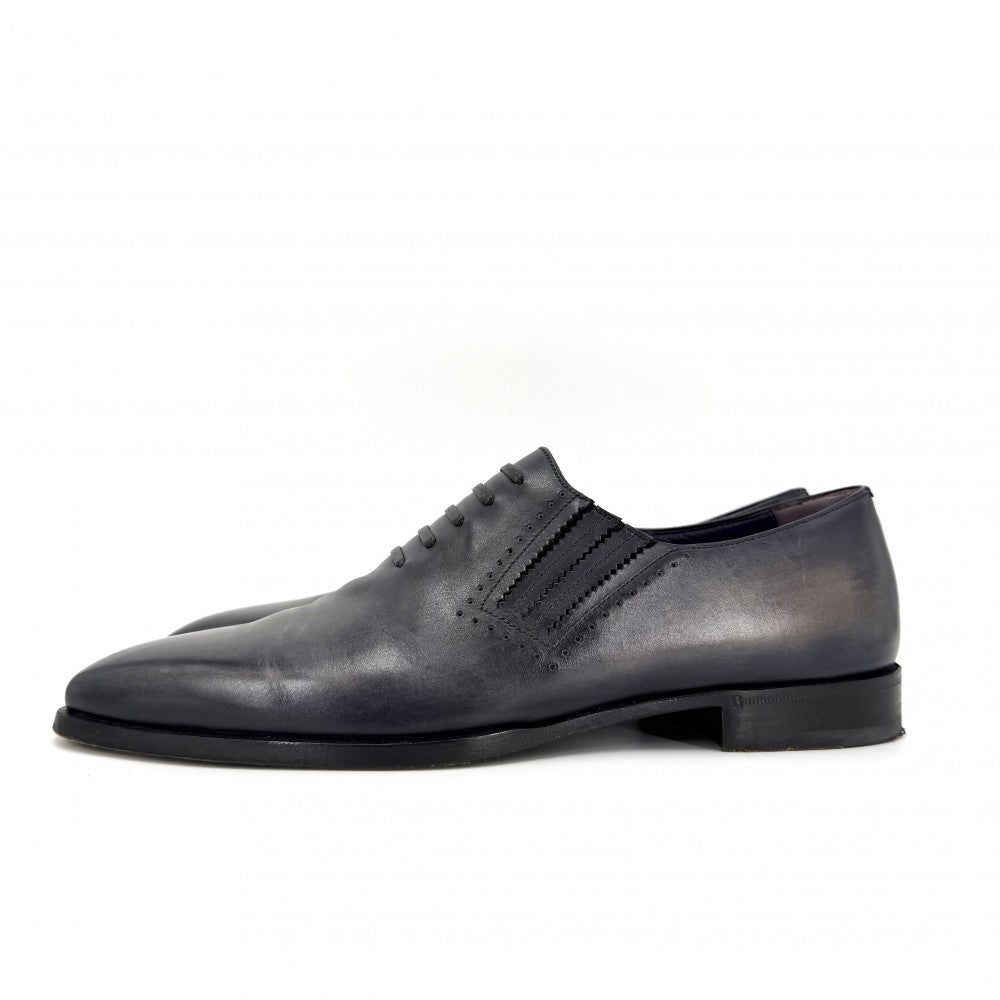 Berluti ベルルッティ ローファー デムジュール トロンプルイユ 革靴 サイドエラスティック レザー グレー メンズ【中古品】
