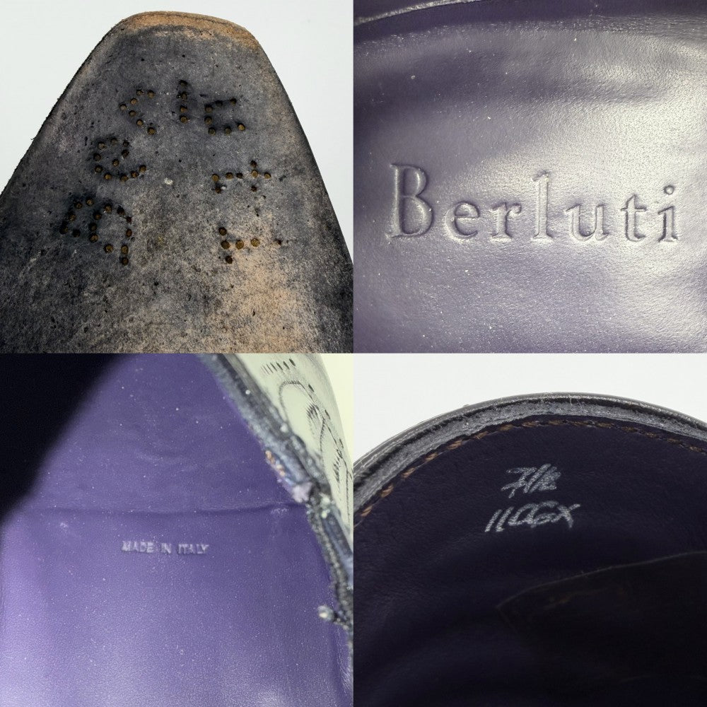 Berluti ベルルッティ ローファー デムジュール トロンプルイユ 革靴 サイドエラスティック レザー グレー メンズ【中古品】