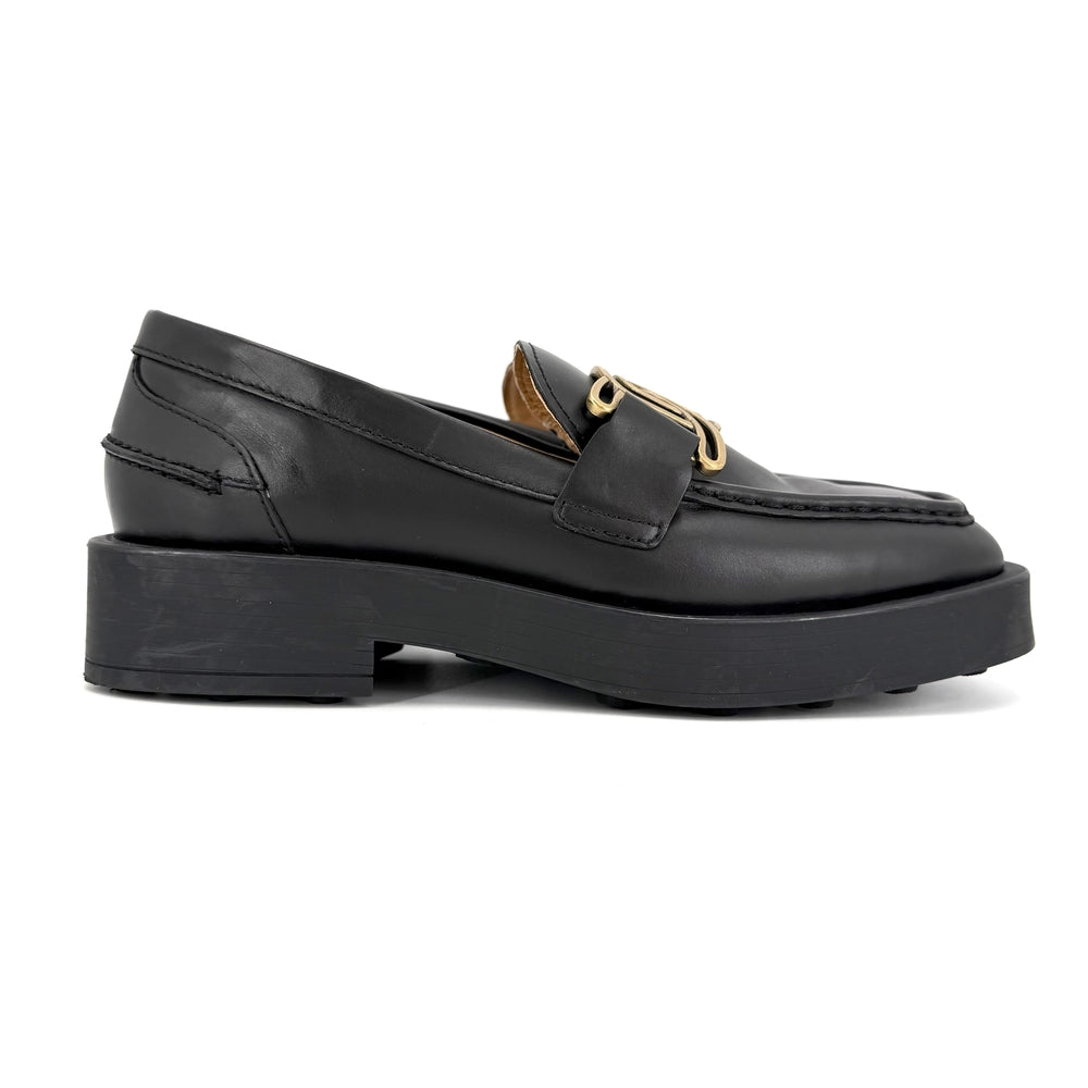TOD’S トッズ ローファー ケイト 革靴 38サイズ 約25cm レザー ブラック 黒 ゴールド金具 レディース【中古品】